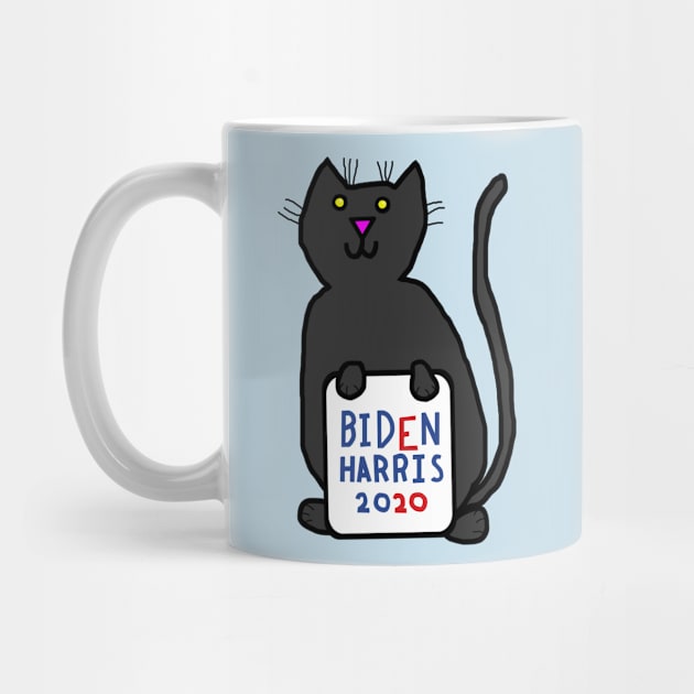 Cute Cat with Biden Harris Sign by ellenhenryart